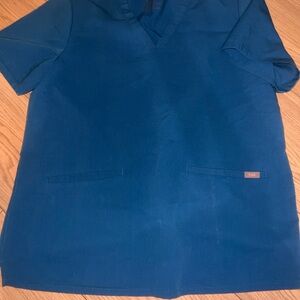 Figs Teal Short Sleeve V-Neck Tee